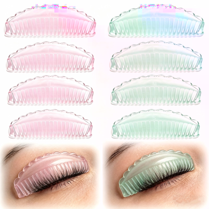 Pink and Green Color Lash Lift Silicone Pads S M L XL Four Sizes Making Natural Lift Looks